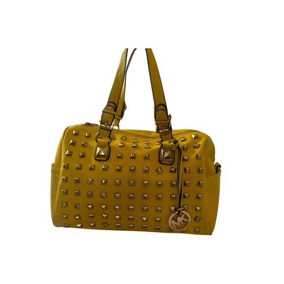 Michael Kors Handbags - Leather studded satchel, Michael Kors Grayson/Hamilton Yellow